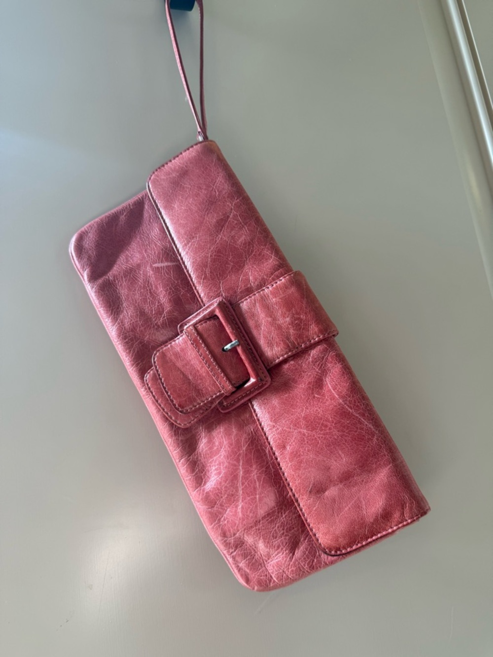 Hobo Leather Foldover Clutch Wristlet Dusty Rose Boho Wallet Bag